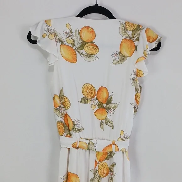 For Love And Lemons Wh Lemon Print W Belt Jumpsuit. - Picture 8 of 11